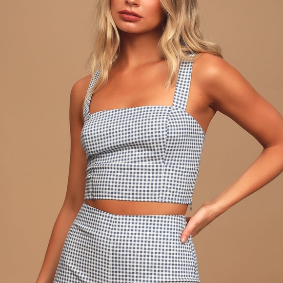 Lulus Tops - 🆕️ Lulus Follow The Sun Blue Gingham Crop Top